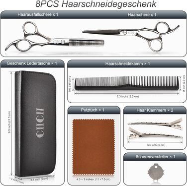 Професійний набір фенів CIICII: фен для волосся та фен для бороди (6,7 дюйми) для чоловіків, жінок та домашнього використання. Чорний та срібний