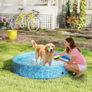 PawHut Басейн для собак 160 x 30 см, розкладний, з неслизьким покриттям, блакитний