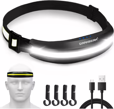 Налобний ліхтар DARKBEAM LED COB з червоним світлом, USB-акумулятор, надяскравий, для шолома, кемпінгу, риболовлі, ремонту, комплект 2 шт. (червоне та біле світло, кліпса)