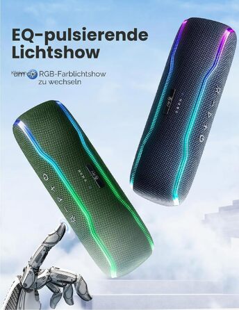 Bluetooth колонка AY з підсвіткою, водонепроникна IPX7, стереозвук, мікрофон, 24 год роботи, чорна