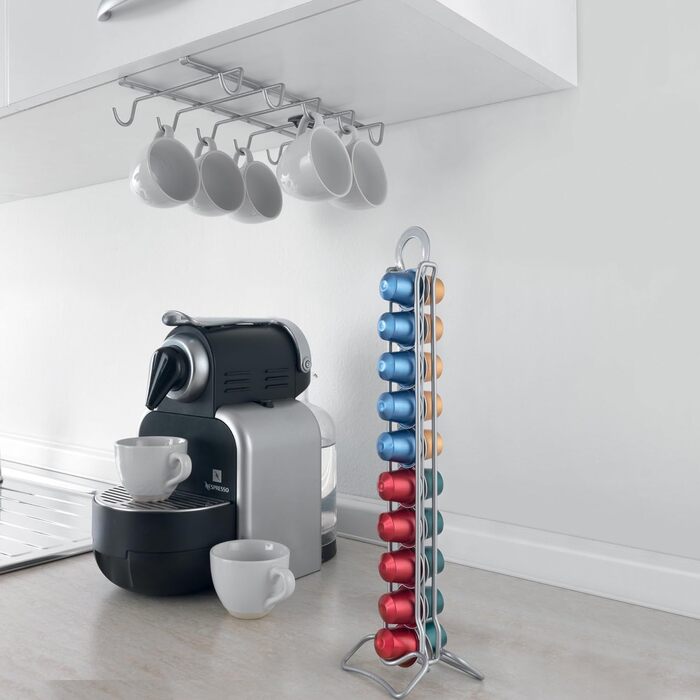 Тримач для капсул Nespresso Polytherm Coated Capsulo 20' від METALTEX, срібний, 8 x 9 x 38 см