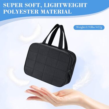 Сумка-органайзер для косметики та аксесуарів для жінок з гачком, чорна. Водонепроникна дорожня сумочка з кількома відділеннями