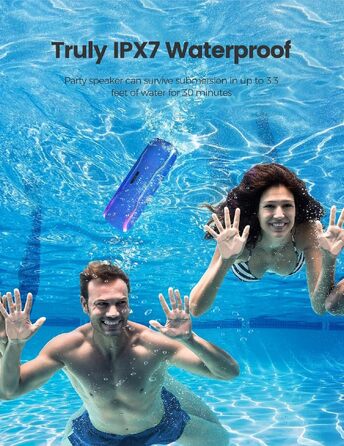 Bluetooth колонка AY портативна водонепроникна IPX7 з підсвіткою, мікрофоном, стереопаруванням та акумулятором 24 год (Синя)