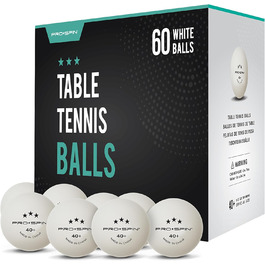 PRO SPIN Table Tennis Balls - 3 Star 40+ White Table Tennis Balls | High-Quality ABS Training Balls | Durable for Indoor & Outdoor Use, Competition & Play - 60 Pack