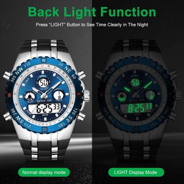 Чоловічий військовий спортивний годинник: цифрові, аналогові, з датою, будильником, світосвітністю, секундоміром. Великий годинник для чоловіків (Blue B)