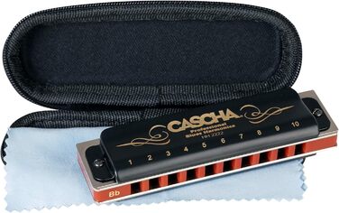 Гармоніка Cascha Bb-Dur для початківців та професіоналів | 10-ти отворна діатонічна гармоніка | Blues Softcase та серветка для чищення
