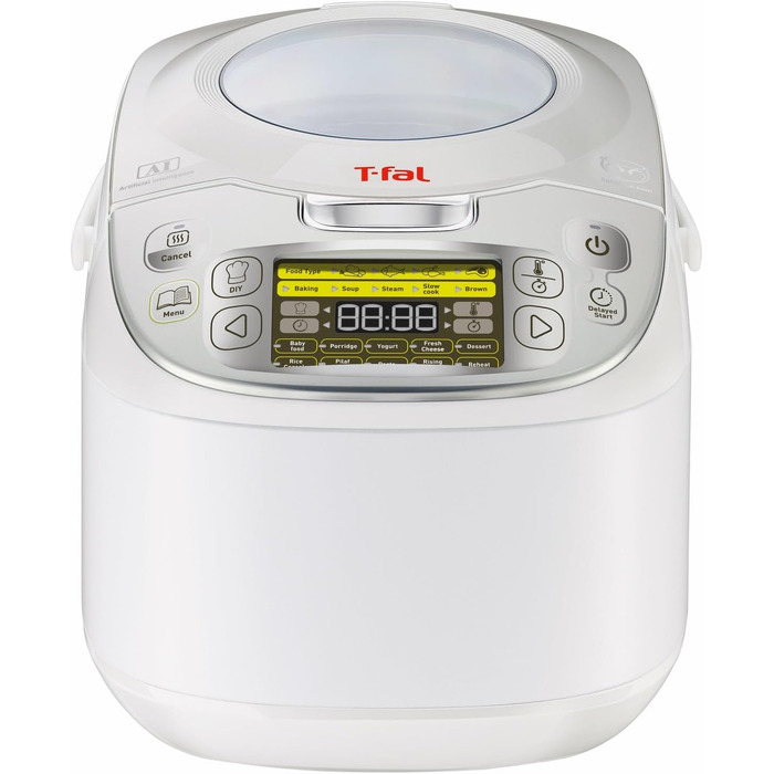 Мультиварка Tefal RK8121 45 в 1: Електрична мультиварка 5л з LCD-дисплеєм, нержавіюча сталь, 45 автоматичних програм, відкладений старт, підтримання тепла + Книга рецептів