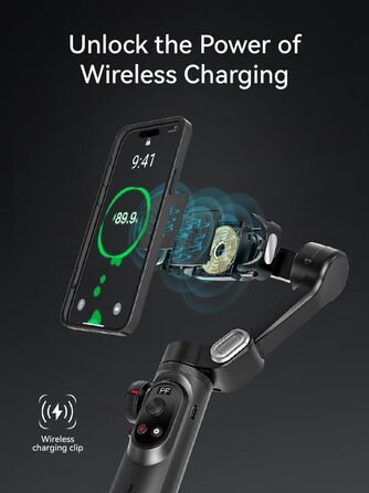 Стабілізатор для смартфона AOCHUAN 3-осьовий з RGB-підсвічуванням, для iPhone/Android, з функцією відстеження обличчя, для зйомки Vlog (Smart X Pro AI, Чорний)