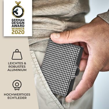 Чоловічий гаманець Slimpuro з RFID захистом, шкіряний гаманець для чоловіків та жінок з відділенням для монет, на 12 карт, візерунок Houndstooth, чорний
