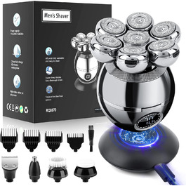 Електричний голчастий манікюр для голови CestMall 6-в-1: для чоловіків та жінок, бездротовий, плаваючий, перезаряджається, срібно-чорний