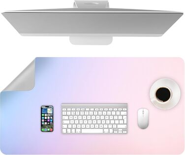 Килимок на стіл з шкіри, антиковзаючий, великий 80x40 см, багатофункціональний, для офісу та дому, лавандово-блакитний