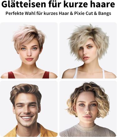 Випрямляч для волосся DSHOW для короткого волосся, 9 мм, 2-в-1 для бороди та чубчика, всі типи волосся (Чорний)