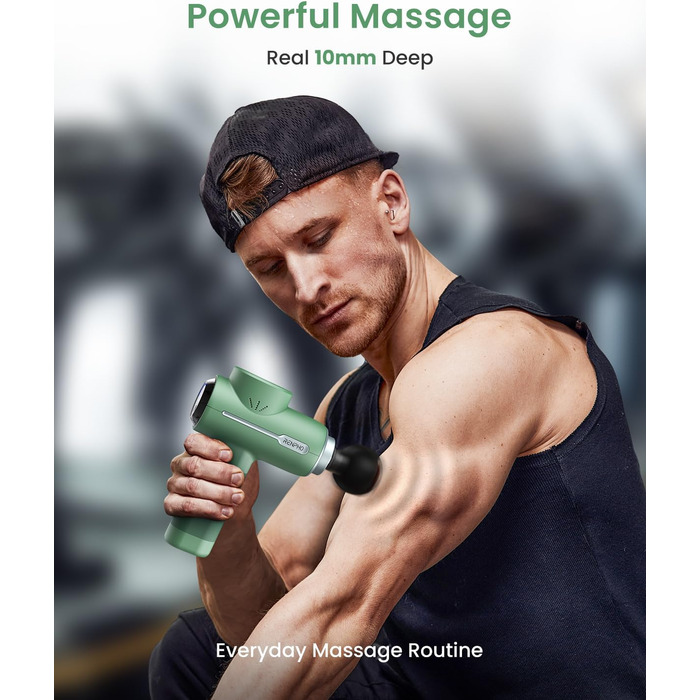 Масажер для м'язів RENPHO Active Massage Gun: глибокий масаж спини, розслаблення, USB-C зарядка, зелений