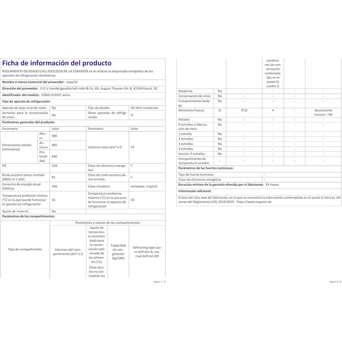 Mini холодильник Exquisit CKB45-0-031F білий | 47 л, без морозильної камери, ретро стиль