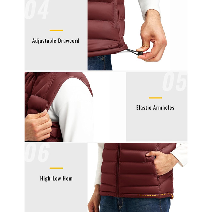 Чоловіча жилетка Rdruko з еко-замші, тепла зимова жилетка для активного відпочинку та туризму, 5 кишень (XL, Бордовий)
