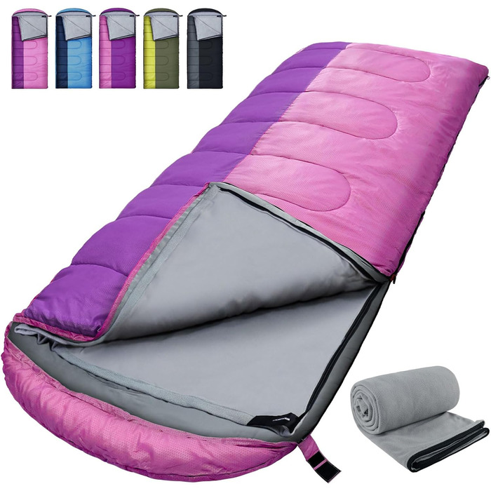 Спальний мішок Outdoor для дорослих, зимовий, 3-4 сезони, водонепроникний, комфортна температура 0°C, рожевий, 220x85 см, з компресійним мішком