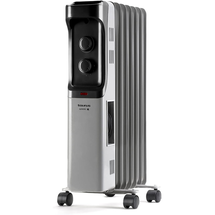 Олійний радіатор Taurus Dakar 1500W з 7 елементами, термостат, захист від перегріву, сірий колір