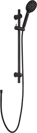 aquaSu® Shower Set Acana | Black | Showerhead: 3 Spray Patterns, Pattern Change via Button & 12 cm Spray Plate | 150 cm Metal Shower Hose | 60 cm Shower Rod | Slider | Anti-limescale Nozzles | 72288 9