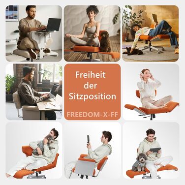 Офісне крісло Newtral FX-FF з регулюванням висоти, з підлокітниками/без, на роликах, для дому та офісу, обертове, помаранчеве FREEDOM-X FF