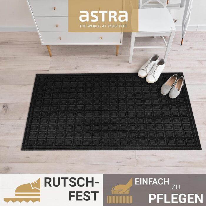 Килимок привідний Astra протибрудний та протиковзаючий для вхідної зони та балкона, стійкий до погодних умов, 40x60 см, чорний у клітинку