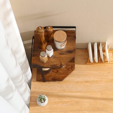 Corner shelf for kitchen with 2 tiers, spice rack wood, kitchen shelf, kitchen organizer, corner shelf for kitchen countertop, shelf for kitchen countertop, small shelf for kitchen, living room, office, 30 x 30 x 32cm