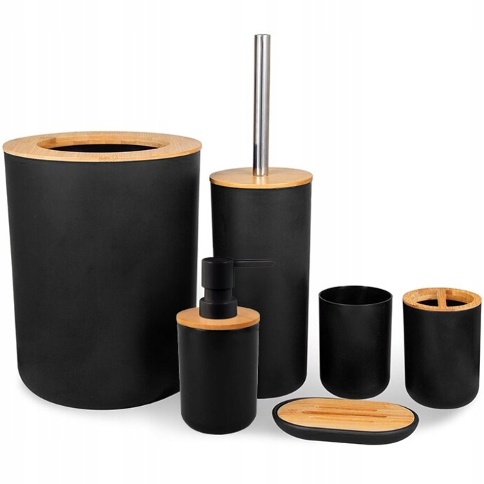 Елегантний набір для ванної кімнати 6в1: дозатор для мила та тримач для паперу, чорний