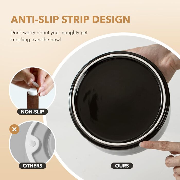 Набір мисок для собак з кераміки з підставкою з акації, 2 рівня, 800 мл, для маленьких собак, дизайн 