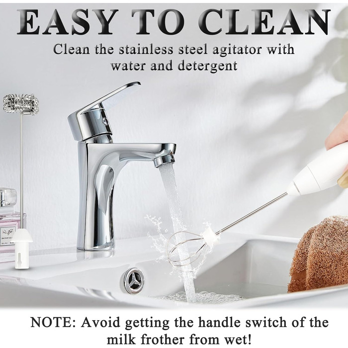 Електричний пінний батончик для напоїв, USB-C, 3 швидкості, для лате, матча, білий. J-16White