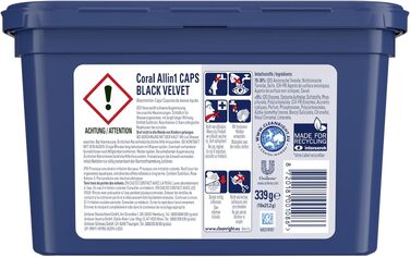 Капсули для прання темної білизни Coral Allin1 Black Velvet, тривалий аромат, 64 шт (4х16), 1356 г
