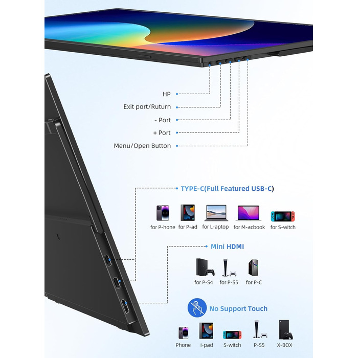 UPERFECT Монітор Портативний 15.6