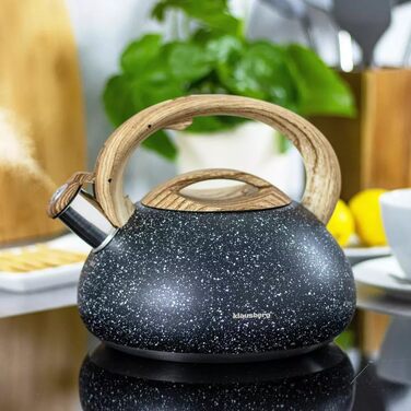 Чайник Klausberg з нержавіючої сталі з флейтою, 2.7 л, чорний