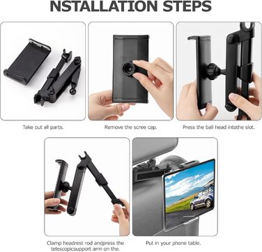 Тримач для планшету Carehabi в авто: універсальний, висувний, для iPad, Samsung Tab, Switch, Fire HD та інших пристроїв 4-12.9 дюймів