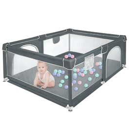 Дитячий манеж 160x120 см, складаний модульний ігровий загороджувач з дверцятами на блискавці, сірий
