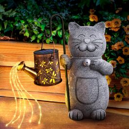 Hinshark Gifts for Women Mom, Cat Decor Garden Statues with Solar Lantern, Birthday Gift for Women, Easter Gifts Adult Women, Gift for Women, Mother's Day Gift, Mom Gift