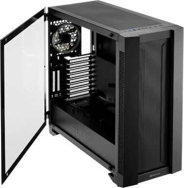 Sharkoon Elite Shark CA200M: корпус ПК з ARGB підсвічуванням та вертикальним встановленням відеокарти, сітчаста передня панель