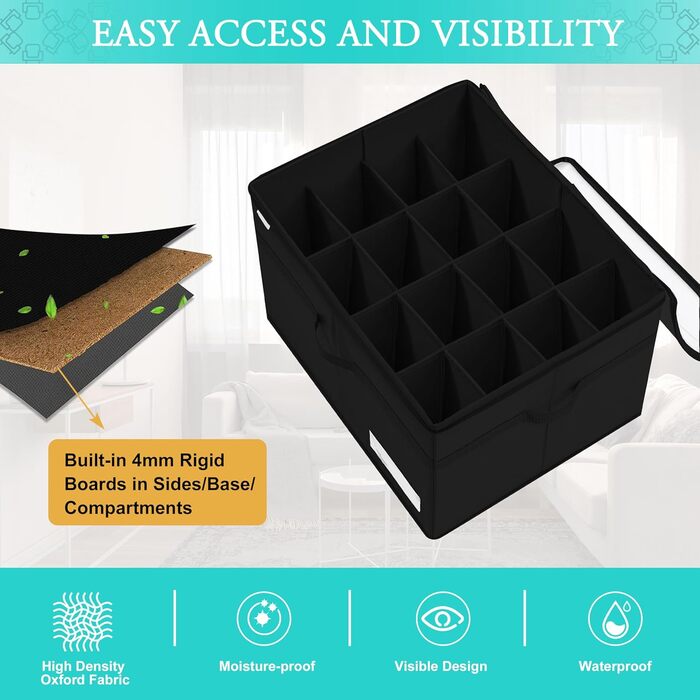 Shoe Organizer for Closet, Fits 16 Pairs, Large Shoe Cabinet, Shoe Box with Transparent Lid, Sturdy Storage Box for Shoe Storage, Space-Saving Shoe Rack with Handles, Black