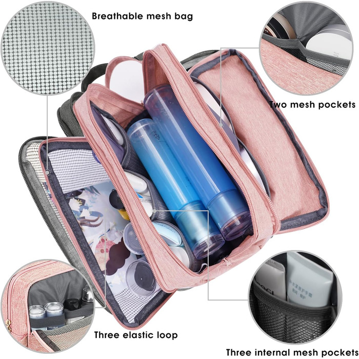 Чоловічий дорожній туалетний органайзер WANDF, косметичка для подорожей, сумка-органайзер для косметики (Джинс, Pure Rosa)