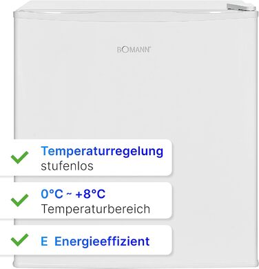 Холодильник Bomann Mini KB 7346: 42 літри, для офісу, кемпінгу та геймінгу | Тихий (39 dB), з можливістю зміни дверцят | 51x45x45 см