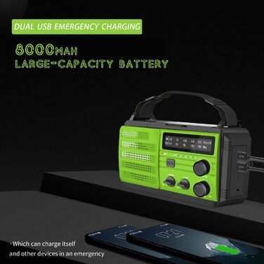 Радіо з ручним приводом Solar Kurbelradio - аварійне радіо з сонячною панеллю, ліхтарик, USB-зарядка, SOS, для кемпінгу та виживання