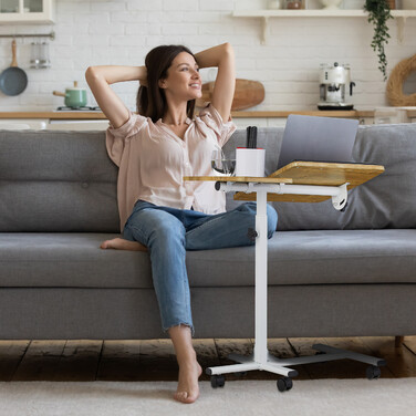 Relaxdays Adjustable Laptop Table with Wheels
