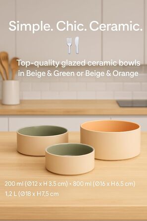 Миска для собак з кераміки, велика, 1.2л, антиковзаюча, бежево-зелена, Flamingo Anca, 1.2 л