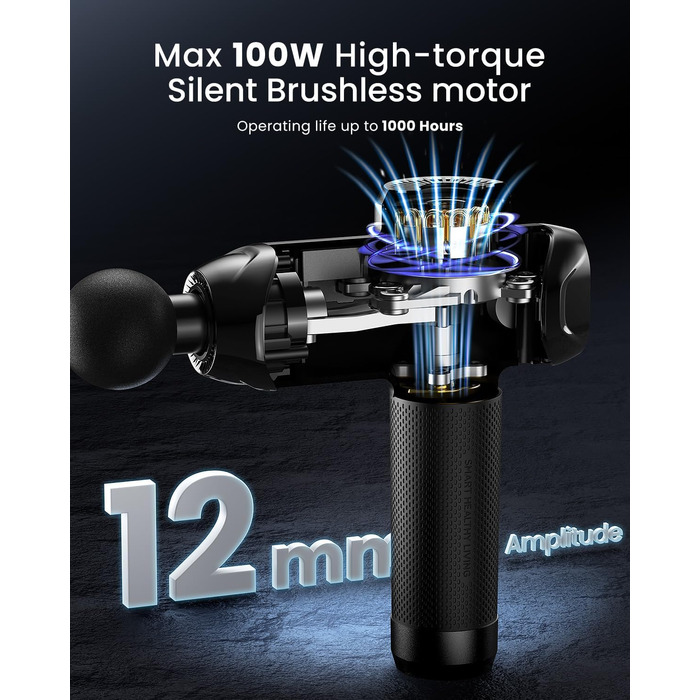 Масажер RENPHO Power Deluxe: пістолет для масажу м'язів з акумулятором 2500mAh та USB-C зарядкою (3200 об/хв)