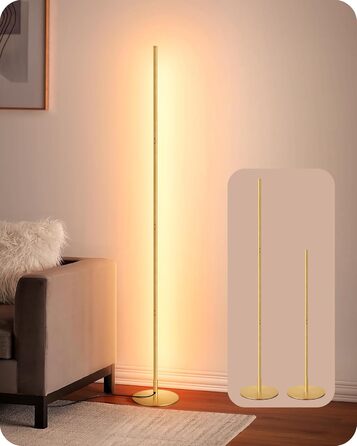 LED торшер Edishine 2 шт. з димуванням, тепле світло 3000K, регулювання висоти 146 см, з функцією пам'яті, для вітальні, спальні, офісу, золотий