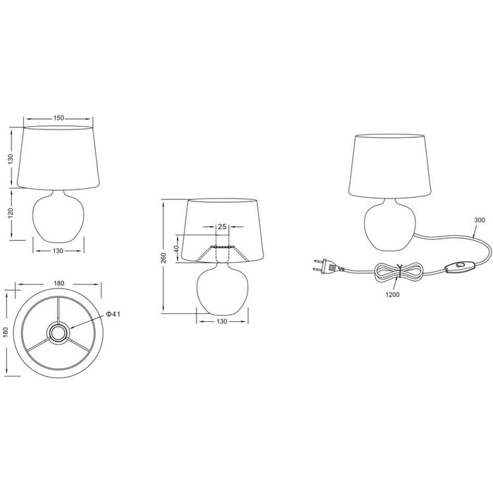 Настільна лампа Reality Leuchten Luxor, кераміка, золото, E14, 18x18x26 см, чорно-золота