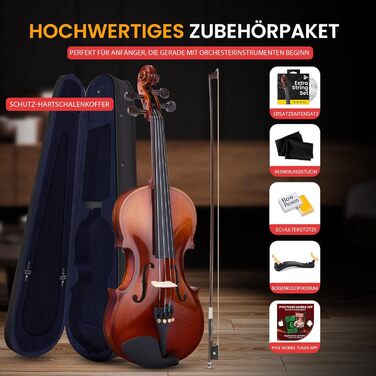 Скрипка Pyle Instrument 3/4 з дерева – повний набір для дітей та початківців з підставкою, струною, коліумом та чохлом