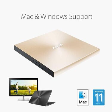 Зовнішній DVD-записувач Asus ZenDrive U9M з підтримкою USB-C та USB-A, Gold