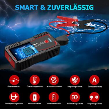 Бустерний пускач автомобіля FOWAWU 2500A 22800mAh для бензинових двигунів до 8л та дизельних до 6.5л, портативний Jump Starter