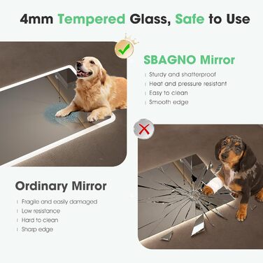 Дзеркало для ванної кімнати S'bagno з підсвічуванням 80x60 см, LED, Bluetooth, протитуманне покриття, 3 кольори, регулювання яскравості, пам'ять, загартоване скло, IP44, горизонтальне/вертикальне встановлення