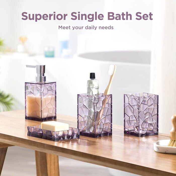 HBlife Bathroom Accessories Set, blue-green, Acrylic, Bathroom Countertop Set with Toothbrush Holder, Soap Dispenser, Cup, Soap Dish, turquoise, Boho, modern bathroom decor, ideal gift choice (Contemporary)