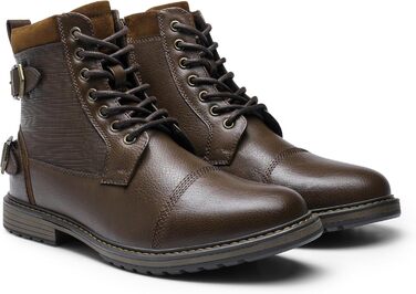 Мотоциклетні черевики Bruno Marc для чоловіків: стильні ботинки на шнурівці з блискавкою, коричневі (44 EU)